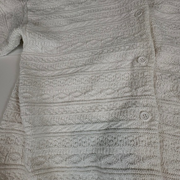 Vintage Vera Neumann Collared Button Down Textured Knit Sweater White Made USA L - Picture 2 of 8